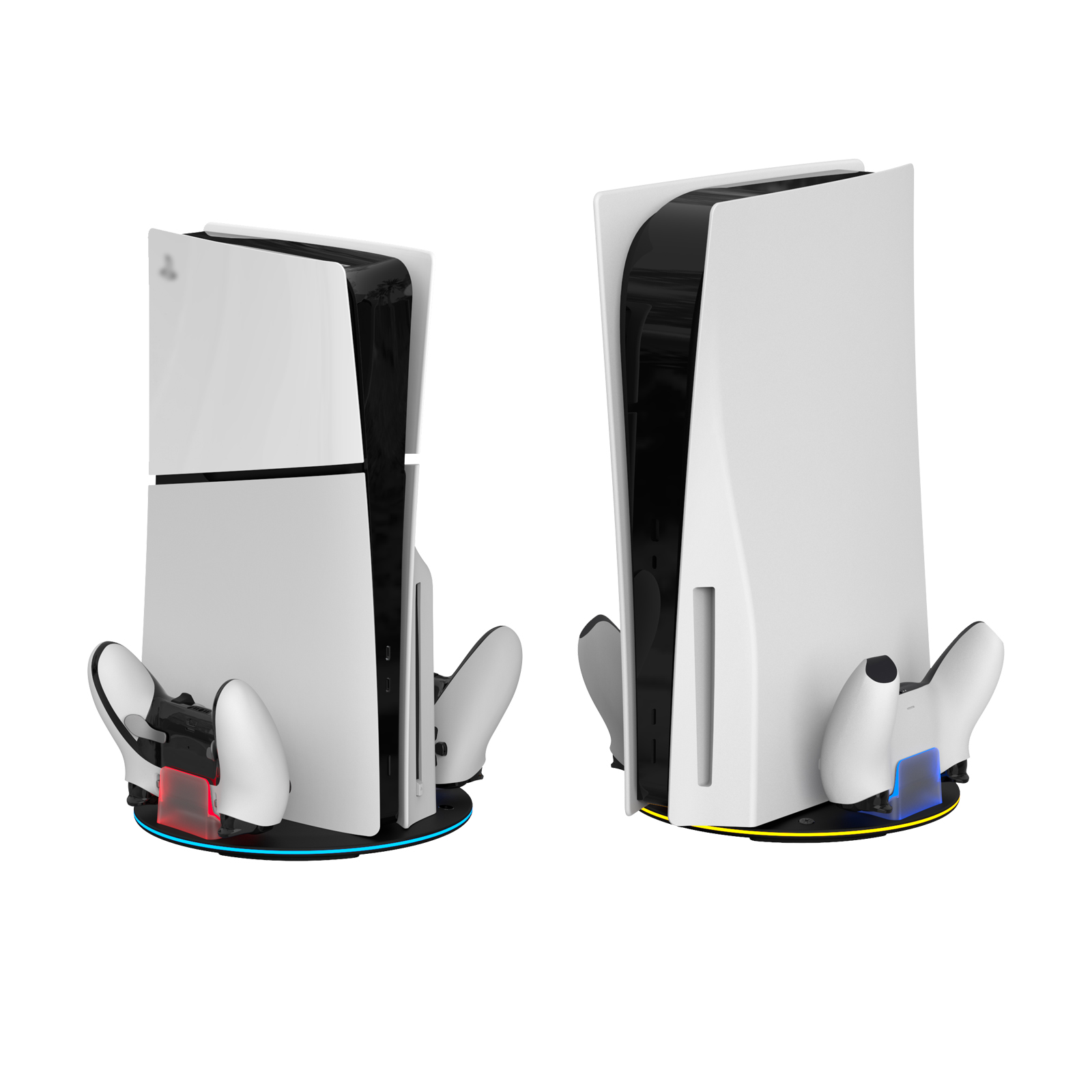 Honcam Vertical Stand for PS5/Slim Disc Digital Console with Dualsense/Edge Controller Charging Dock Rgb Light